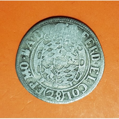 Alemania 28 Stuber 1615 1637 German States Bayern Munich Escudo Rey Fernando Muy Rara Moneda Medieval