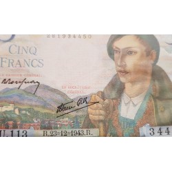 FRANCIA 5 FRANCOS 1960 VICTOR HUGO Serie R.34 76077 Pick 141 BILLETE CIRCULADO @ESCASO@ France 5 Nouveaux Francs
