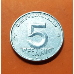 ALEMANIA DEMOCRATICA 5 PFENNIG 1952 E ESCUDO y VALOR KM.5 MONEDA DE ALUMINIO EBC Germany DDR RDA 5 Pfn