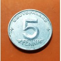 ALEMANIA DEMOCRATICA 5 PFENNIG 1952 E ESCUDO y VALOR KM.5 MONEDA DE ALUMINIO EBC Germany DDR RDA 5 Pfn