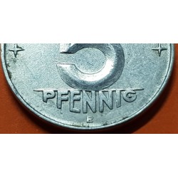ALEMANIA DEMOCRATICA 5 PFENNIG 1953 E ESCUDO y VALOR KM.5 MONEDA DE ALUMINIO EBC Germany DDR RDA 5 Pfn