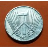 ALEMANIA DEMOCRATICA 5 PFENNIG 1953 E ESCUDO y VALOR KM.5 MONEDA DE ALUMINIO EBC Germany DDR RDA 5 Pfn