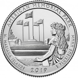 @2ª MONEDA@ ESTADOS UNIDOS 25 CENTAVOS 2019 D Parque Nacional AMERICAN MEMORAIL PARK en N.MARIANA ISLANDS NICKEL SC USA Quarter