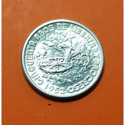CARIBE 10 CENTAVOS 1952 BANDERA y ARBOL 50 AÑOS DE LIBERTAD y PROGRESO KM.23 MONEDA DE PLATA SC silver coin R/3