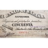 ESPAÑA BANCO DE SANTANDER 50 PESETAS 1936 ANTEFIRMA POR EL MONTE DE PIEDAD 106654 BILLETE DE LA GUERRA CIVIL