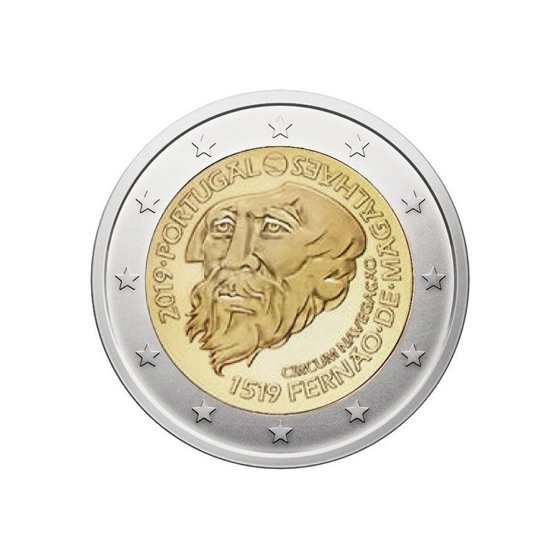 PORTUGAL 2 EUROS 2019 FERNANDO DE MAGALLANES 500 AÑOS DE LA VUELTA AL MUNDO EN BARCO SC 1ª MONEDA CONMEMORATIVA 2€ coin