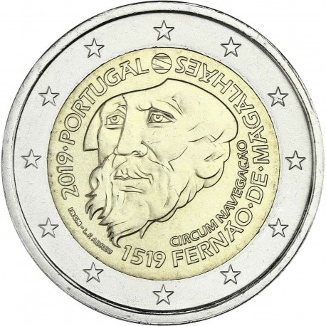 PORTUGAL 2 EUROS 2019 FERNANDO DE MAGALLANES 500 AÑOS DE LA VUELTA AL MUNDO EN BARCO SC 1ª MONEDA CONMEMORATIVA 2€ coin