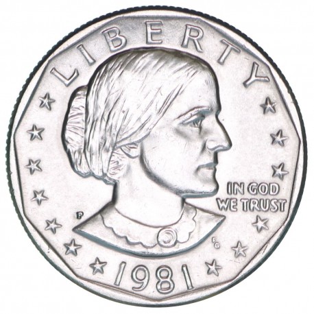 ESTADOS UNIDOS 1 DOLAR 1981 P SUSAN B. ANTHONY AGUILA SOBRE LA LUNA KM.207 MONEDA DE NICKEL SC USA 1 Dollar