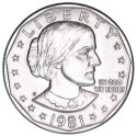 ESTADOS UNIDOS 1 DOLAR 1981 P SUSAN B. ANTHONY AGUILA SOBRE LA LUNA KM.207 MONEDA DE NICKEL SC USA 1 Dollar