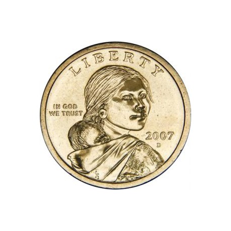 ESTADOS UNIDOS 1 DOLAR 2007 D INDIA SACAGAWEA MONEDA DE LATON SC USA $1 Dollar coin NATIVE