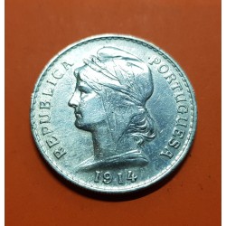 @LIMPIADA@ PORTUGAL 50 CENTAVOS 1914 BUSTO DE DAMA ALEGORICA KM.561 MONEDA DE PLATA MBC 1/2 Escudo silver coin R/1