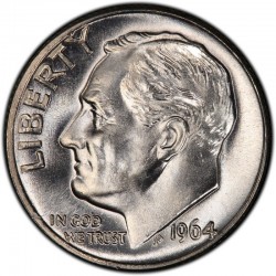 USA 10 CENTS DIME 1964 P ROOSVELT SILVER PROOF