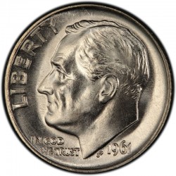 USA 10 CENTS DIME 1961 D ROOSVELT SILVER UNC