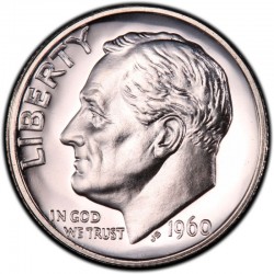 USA 10 CENTS DIME 1960 D ROOSVELT SILVER AUNC