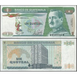 GUATEMALA 1 QUETZAL 1989 ENERO 4 GENERAL ORELLANA y BANCO NACIONAL Pick 66 BILLETE SC UNC BANKNOTE
