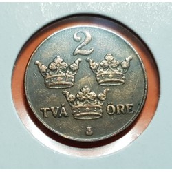 SUECIA 2 ORE 1942 CORONAS KM.778 MONEDA DE BRONCE Sweden OCUPACION NAZI III REICH WWII