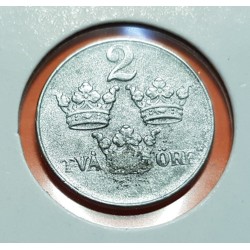 SUECIA 2 ORE 1945 CORONAS KM.811 MONEDA DE HIERRO Sweden OCUPACION NAZI III REICH WWII