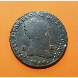 ESPAÑA Reina ISABEL II 8 MARAVEDIES 1844 Ceca de SEGOVIA KM.531.3 MONEDA DE COBRE MBC Spain Maravedis 1