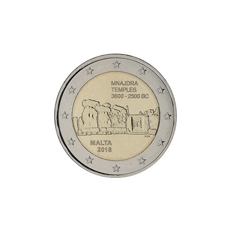 MALTA 2 EUROS 2018 TEMPLO DE MNAJDRA 3600 - 2500 BC 1ª MONEDA CONMEMORATIVA SC @ESCASA@