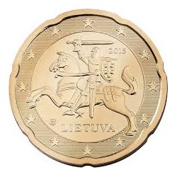 LITUANIA 20 CENTIMOS 2015 CABALLERO MEDIEVAL MONEDA DE LATON SC Lietuva Lithuania Euro Coin 20 Cents