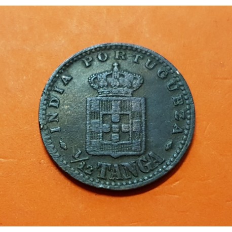 INDIA PORTUGUESA 1/12 TANGA 1903 MCMIII REY CARLOS I KM.16 MONEDA DE COBRE @ESCASA@ 1/12 de Tanga Portugal GOA