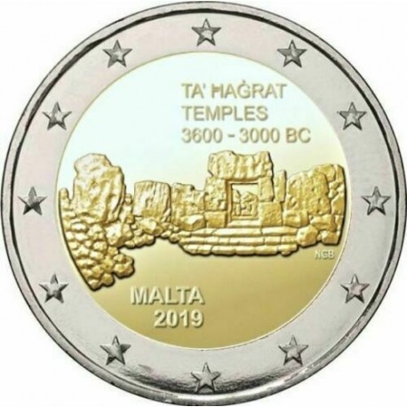 MALTA 2 EUROS 2019 TEMPLO TA'HAGRAT 3600 3000 A.C. 1ª MONEDA CONMEMORATIVA 2€ commemorative coin