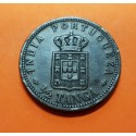 INDIA PORTUGUESA 1/2 TANGA 1901 MCMI REY CARLOS I KM.16 MONEDA DE COBRE MBC @ESCASA@ Portugal GOA