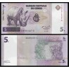 CONGO 5 FRANCOS 1997 RINOCERONTE AFRICANO Pick 86A BILLETE SC @RARO@ Africa UNC BANKNOTE