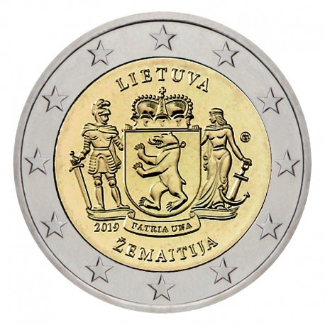 LITUANIA 2 EUROS 2019 Región de SAMOGITIA 2ª MONEDA CONMEMORATIVA SC 2€ coin TIRADA CORTA