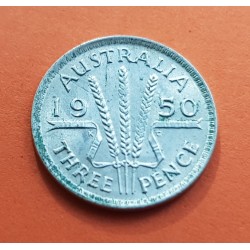 AUSTRALIA 3 PENIQUES 1950 JORGE VI KM.37A MONEDA DE PLATA mbC- 3 Pence silver coin