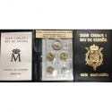 ESPAÑA CARTERA 1991 SC 1 PESETA + 5 PESETAS + 2x 25 PESETAS + 200 PESETAS JUAN CARLOS I 5 MONEDAS Cuero Verde