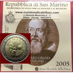 SAN MARINO 2 EUROS 2005 GALILEO GALILEI RARA SC UNC