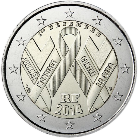 2€ EUROS 2014 FRANCIA DIA MUNDIAL LUCHA CONTRA EL SIDA SC