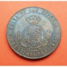 ESPAÑA Reina ISABEL II 5 CENTIMOS DE ESCUDO 1868 @SIN OM@ Ceca de BARCELONA KM.635.1 MONEDA DE COBRE EBC Spain