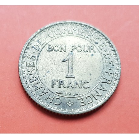 FRANCIA 1 FRANCO 1921 DAMA CHAMBRE DE COMMERCE KM.876 MONEDA DE LATON EBC/SC France 1 Franc