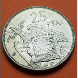 ESPAÑA 25 PESETAS 1957 * 65 ESTADO ESPAÑOL FRANCISCO FRANCO KM.787 MONEDA DE NICKEL SC @NO PLUS@ Spain
