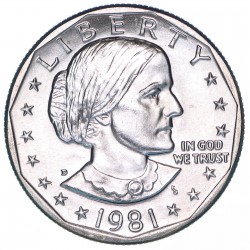 ESTADOS UNIDOS 1 DOLAR 1981 D SUSAN B. ANTHONY AGUILA SOBRE LA LUNA KM.207 MONEDA DE NICKEL SC USA 1 Dollar