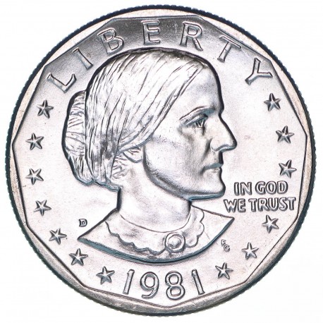 ESTADOS UNIDOS 1 DOLAR 1981 D SUSAN B. ANTHONY AGUILA SOBRE LA LUNA KM.207 MONEDA DE NICKEL SC USA 1 Dollar