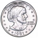 ESTADOS UNIDOS 1 DOLAR 1981 D SUSAN B. ANTHONY AGUILA SOBRE LA LUNA KM.207 MONEDA DE NICKEL SC USA 1 Dollar