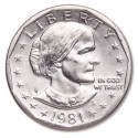 ESTADOS UNIDOS 1 DOLAR 1981 S SUSAN B. ANTHONY AGUILA SOBRE LA LUNA KM.207 MONEDA DE NICKEL SC USA 1 Dollar