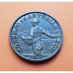 ASTURIAS y LEON 1 PESETA 1937 EBC BRONCE ESPAÑA CONSEJO DE 1