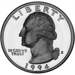ESTADOS UNIDOS 1/4 DOLAR 1992 S WASHINGTON PROOF NICKEL QUARTER