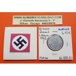 FRANCIA 1 FRANCO 1945 DAMA Tipo MORLON KM.885.A.1 MONEDA DE ALUMINIO MBC OCUPACION NAZI III REICH WWII France