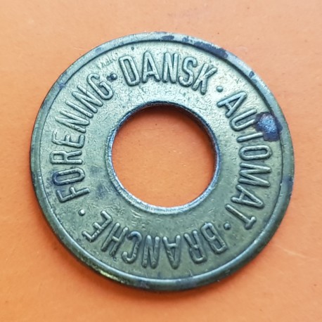 DINAMARCA 25 ORE 1960 aproximadamente FORENING DANSK AUTOMAT BRANCHE SPILLEMARKE MONEDA DE LATON FICHA INDUSTRIAL