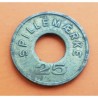 DINAMARCA 25 ORE 1960 aproximadamente FORENING DANSK AUTOMAT BRANCHE SPILLEMARKE MONEDA DE LATON FICHA INDUSTRIAL