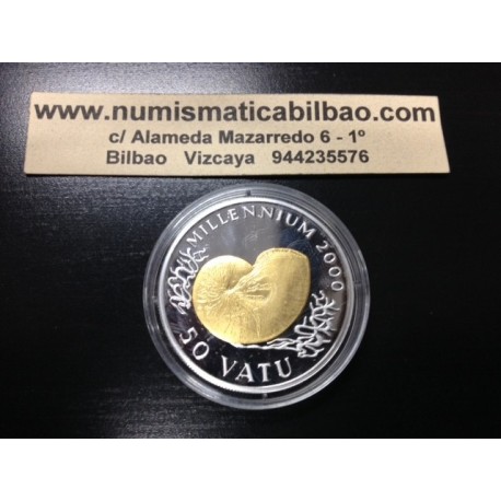 VANUATU 50 VATU 1998 MILLENIUM 2000 PLATA SILVER KM*33