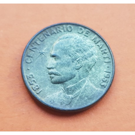 CARIBE 1 CENTAVO 1953 CENTENARIO DE JOSE MARTI KM.26 MONEDA DE LATON MBC R/1