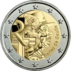 FRANCIA 2 EUROS 2020 GENERAL CHARLES DE GAULLE 50 ANIV. DE SU MUERTE SC 1ª MONEDA CONMEMORATIVA France euro coin