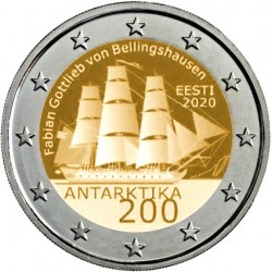 ESTONIA 2 EUROS 2020 BARCO 200 ANIVERSARIO DEL DESCUBRIMIENTO DE LA ANTARTIDA SC 1ª MONEDA CONMEMORATIVA Estonie Eesti euro coin