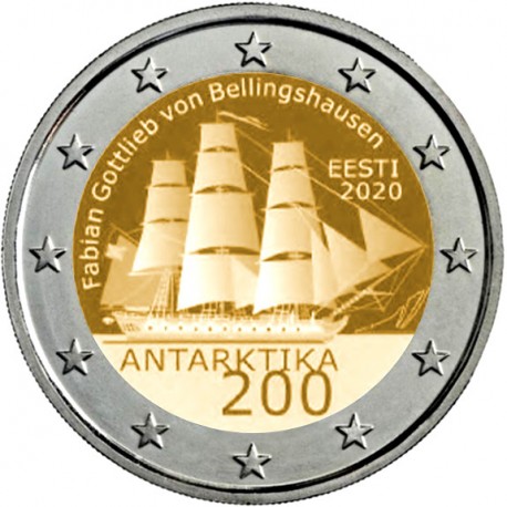 ESTONIA 2 EUROS 2020 BARCO 200 ANIVERSARIO DEL DESCUBRIMIENTO DE LA ANTARTIDA SC 1ª MONEDA CONMEMORATIVA Estonie Eesti euro coin